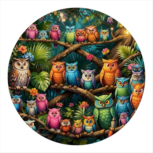 Hartmaze Wooden Jigsaw Puzzle - Owls Cozy Habitat, 178 Unique Irregular Pieces, 11.2x11.2 Inch, Exquisite Wooden Gift Box, Challenging Art Puzzle for Adults & Kids Ages 8 and Up - color: Owls Cozy Habitat