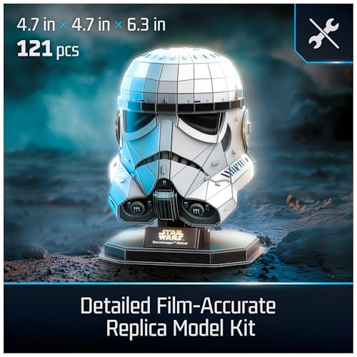 4D Build Star Wars Stormtrooper Helmet 3D Puzzle Model Kit, Room Display | 121 Premium Cardstock Pieces, No Tools Required, Immersive 3D Building Hobby, Ultimate Collectible Fan Gift For Ages 12+ - style: Stormtrooper Helmet 121 pcs