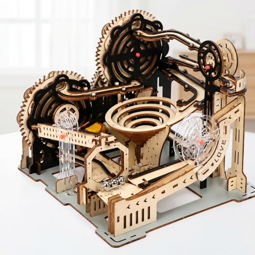 3D Wooden Puzzle for Adults, Electric DIY Marble Run Model Kit with Spiral Funnel, Gear-Driven Motion & Steel Marbles, Brain Teaser Building Toy, Creative Desk Decor Gift for Teens Adults 14+ - size: 168Pcs