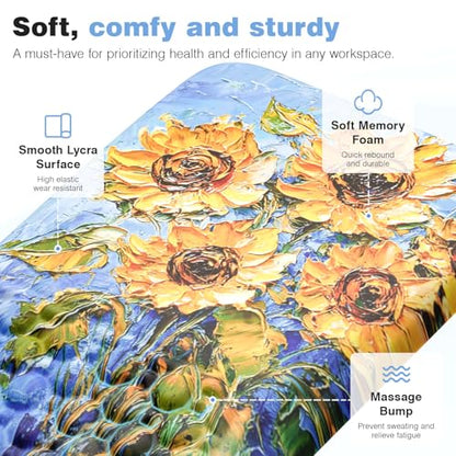 Ospelelf Mouse Pad with Wrist Rest Ergonomic Comfortable Pain Relief Mousepad Wrist Support for Computer Sunflower - color: Sunflower