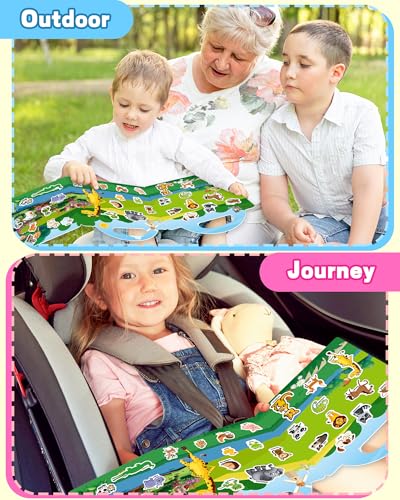 Walenced Reusable Sticker Book for Toddlers, Travel Stickers for Kids, Toddler Craft Activities Toys, Birthday Gifts for Boys & Girls - style: Animal Zoo