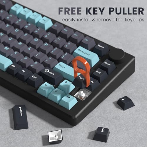 dagaladoo Double Shot PBT keycaps Set, Cherry Profile Keyboard Keycaps | Retro key caps full size,Custom keycaps for 60% 65% 75% 100% Cherry-MX switch Mechanical Keyboard(Grey/Blue) - color: Dark Grey/Blue