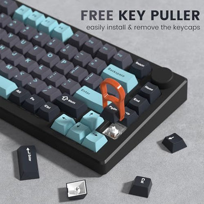 dagaladoo Double Shot PBT keycaps Set, Cherry Profile Keyboard Keycaps | Retro key caps full size,Custom keycaps for 60% 65% 75% 100% Cherry-MX switch Mechanical Keyboard(Grey/Blue) - color: Dark Grey/Blue
