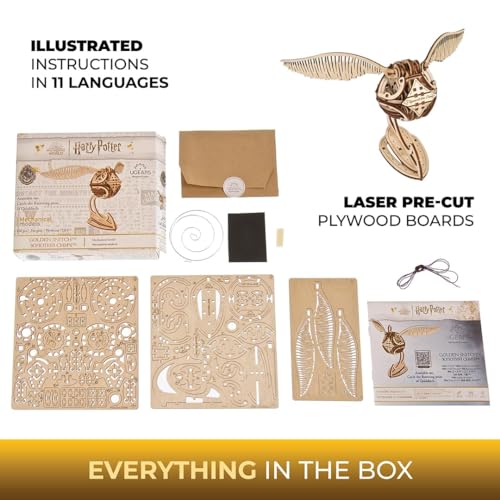UGEARS Harry Potter Golden Snitch - 3D Wooden Puzzles for Adults, Model Kits for Adults - DIY Model Kit Mechanical Build, Brain Teaser, Hobby Kit, Gifts for Engineers Golden Snitch Collectible - style: Golden Snitch