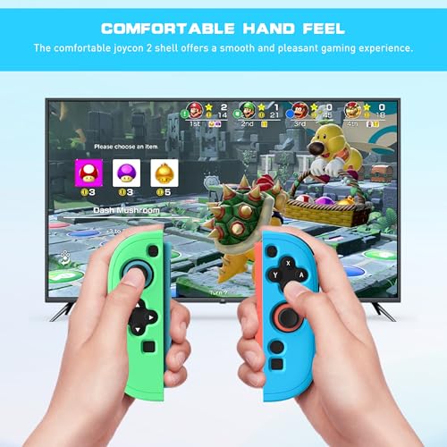 PAWDIARY Switch 2 2025 Silicone Grip Controller Case, Frosted Switch 2 Protective Cover Comfort Handle and 2 Thump Caps, [2 Pieces] Anti-Scratch Softshell Skin - Blue&Green - color: Blue-Green