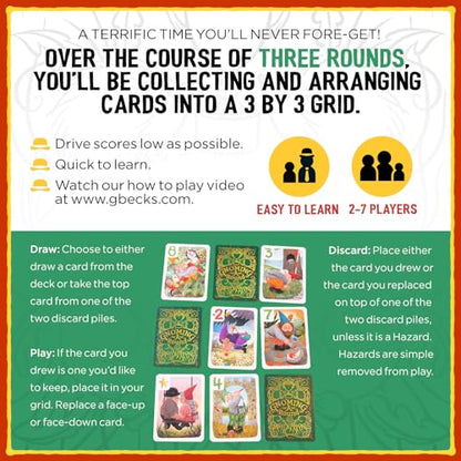 Grandpa Beck's Games Gnoming A Round Family Golf Style Card Game | Build the lowest score while avoiding hazards in a fast and surprisingly strategic family card game.