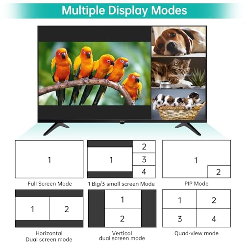 MT-VIKI HDMI KVM Multiviewer w/Audio, 4K@30Hz Quad-View HDMI Multiviewer, Support Keyboard Hotkey/Mouse-Crossing Switching, PIP POP - size: 4x1 w/ Mouse Crossing