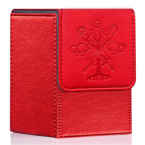 PROMAXIBINDER MTG Commander Deck Box, Fits 100+ Sleeved Cards, Red-Tree | Magic Card Box with 2 Dividers, Strong Magnet, PU Leather, Trading Card Storage Case for TCG, CCG, MTG - color: A-Red Tree, size: 100+