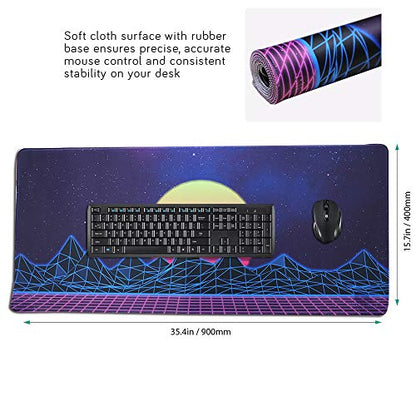 Large Gaming Mouse Pad, Extended XXL Desk Pad & Non-Slip Rubber Mat for Mice and Keyboard with Stitched Edges （90x40 zisesun011）
