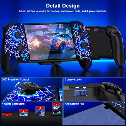 Gammeefy Switch Controller – Hall Effect Joysticks & Enhanced Grip – One Piece Switch Joypad Replacement Switch Pro Controller with 8-Color RGB Lighting, Turbo, Macros - Spider Silk, 6.2"/7" - color: Spider Silk, size: 6.2"/7"