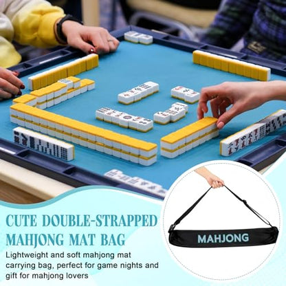 35 Inch Long Velvet Mahjong Mat Bag Cute Double Strapped Drawstring Mahjong Mat Holder Lightweight Carrying Bag for Board Games Outdoor Travel Storage-Mat Not Include(Black,1 Pc) - color: Black