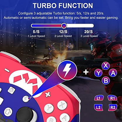Switch Controller - Wireless Switch Pro Controller for Switch/Switch Lite/Switch OLED with 3 Levels Turbo Function, 4 Levels Adjustable Vibration, Six-Axis Motion Control, One-Key Wake up - color: White
