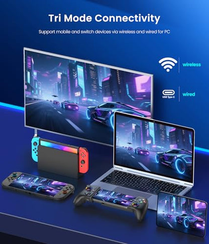 Mocagen Swicth Controllers for Nintendo Switch 2/1/Oled/iPhone/Android Handheld Gaming with Hall Effect Joysticks & Triggers, RGB Light, Programmable, Turbo, Mac Game - size: Switch Layout-Black