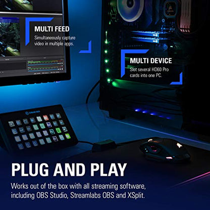 Elgato HD60 Pro1080p60 Capture and Passthrough, PCIe Capture Card, Low-Latency Technology, PS5, PS4, Xbox Series X/S, Xbox One