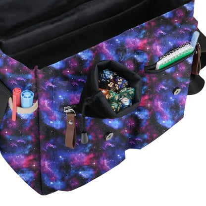 ENHANCE Designer Edition DnD Bag - RPG Player's Dungeons and Dragons Messenger Bag Fits Player's Handbook, Binders, Dice - color: Galaxy