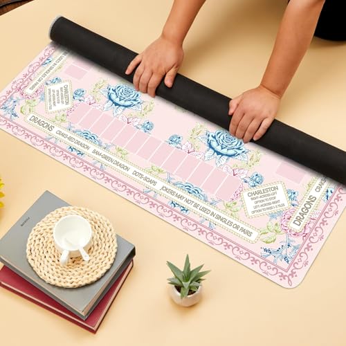 party greeting Chinoiserie Mahjong Mat with Black Carrying Bag 31.5 x 31.5 in Multi Purpose Game Table Cover Anti Slip and Noise Reduction for Mahjong Poker Board Card Dominoes Games(Pink Blue Green) - color: Pink Blue Green