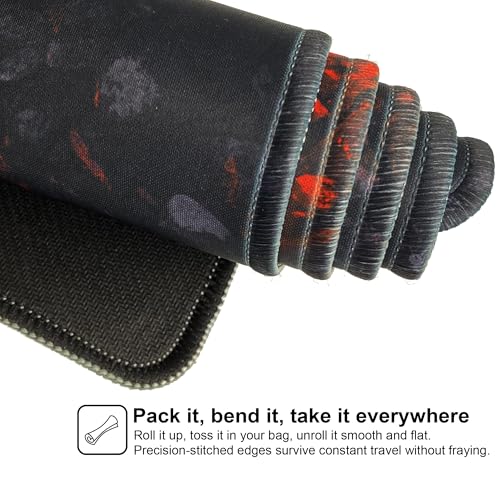 Desk Protection Large MousePad-70x30 Firering | Non-Slip Rubber Base 27.5x11.8IN Computer Desk Mat for PC,Mac,Laptop-Stitched Edges and Smooth Surface for Office,Home,Work - color: 70x30 Firering