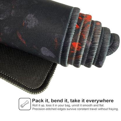 Desk Protection Large MousePad-70x30 Firering | Non-Slip Rubber Base 27.5x11.8IN Computer Desk Mat for PC,Mac,Laptop-Stitched Edges and Smooth Surface for Office,Home,Work - color: 70x30 Firering