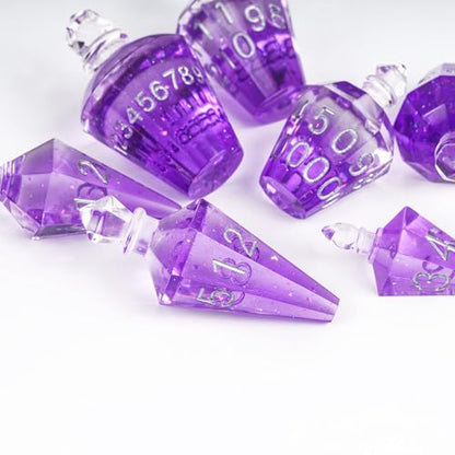 7PCS Potion DND Dice Set,Transparent Sharp Edge Die Set D&D RPG Polyhedral Die,for Dungeons & Dragons, Pathfinder, and TTRPG Roleplaying Games.(Purple) - color: Purple
