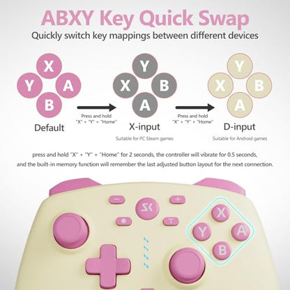 Wireless Switch Controller for Switch/Lite/OLED/Switch 2, Hall Effect Triggers & Joysticks/Wake-Up Function/Turbo, Switch 2 Controller with 2.4G Adapter/2 Macro Buttons, Switch 2 Pro Controller Yellow - color: Yellow