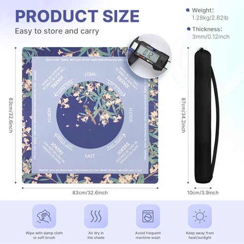 DEVPNR Mahjong Mat for Table with Carrying Bag, 32.6"x32.6", DeepBluePurple | Non-Slip Table Cover, Noise-Reducing, with Rules, Easy Storage, for American Mahjong, Poker, Card & Board Games - color: Deep Blue Purple