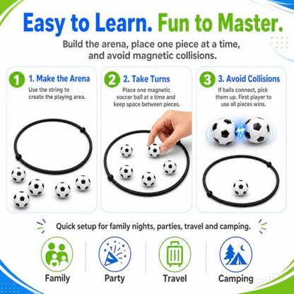 POSOUL 20 PCS Balls Magnetic Game with String, Soccer-Themed Magnet Board Set, Fidget Toys，Portable Tabletop Strategy Toy for Parties, Travel and Camping, Gift for Kids Ages 3+ and Adults
