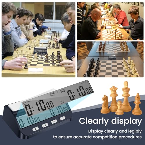 Digital Chess Clock Timer, 5 in 1 Multifunction Modes Basic, Delay, Bonus, BYO YOMI, and Count Up, Portable Competition Chess Clock, Professional Board Game Timer Not Included AA Battery - color: Blue