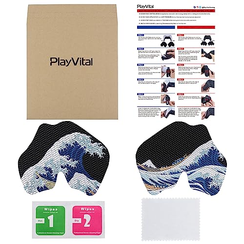 eXtremeRate PlayVital Anti-Skid Sweat-Absorbent Controller Grip for ps5 Controller, Professional Textured Soft Rubber Pads Handle Grips for ps5 Control - The Great Wave Off Kanagawa - color: The Great Wave Off Kanagawa