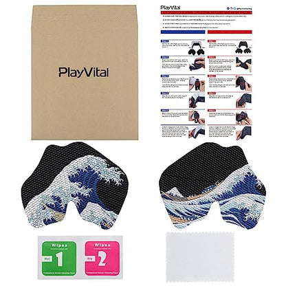 eXtremeRate PlayVital Anti-Skid Sweat-Absorbent Controller Grip for ps5 Controller, Professional Textured Soft Rubber Pads Handle Grips for ps5 Control - The Great Wave Off Kanagawa - color: The Great Wave Off Kanagawa