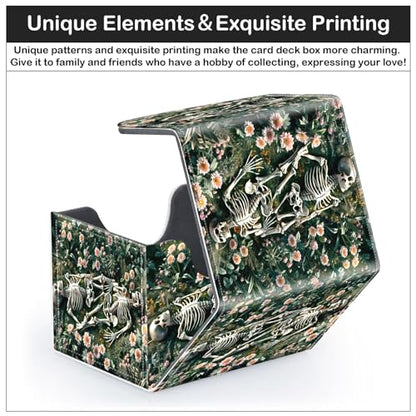 Card Deck Box for MTG Trading Cards with Magnetic Closure,Premium Card Storage Box Case Cover for TCG CCG Magic Cards,Skeleton Grassland - color: Skeleton Grassland