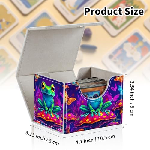 Stylish MTG Deck Box for 110+ Cards, Magnetic Commander Deck Case with Bonus Game Card Pouch, Durable Storage for TCG and Sleeved Magic Cards, Mushroom Frog - color: Mushroom Frog