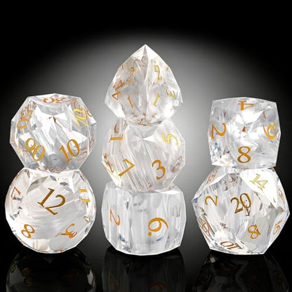 7-Piece Diamond Cut Dice Set D&D Set for Dungeons and Dragons, RPG, Tabletop Games, remium Gift Box & Durable Design - color: Ls-3