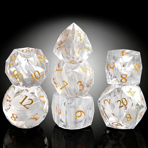 7-Piece Diamond Cut Dice Set D&D Set for Dungeons and Dragons, RPG, Tabletop Games, remium Gift Box & Durable Design - color: Ls-3