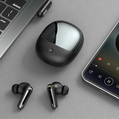 Fabater Wireless Gaming Earbuds, 2.4G Bluetooth 5.4 Dual Mode Low Latency Earbuds with ENC Mic USB C Dongle, 13mm Dynamic Drivers for VR Gaming Phone (Black) - color: Black