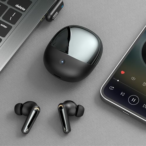 Diyeeni Wireless Gaming Earbuds, Low Latency 2.4GHz Bluetooth 5.4 Dual Mode with ENC Mic USB C Dongle, for Phone Tablet Laptop PC VR Game Console (Black) - color: Black