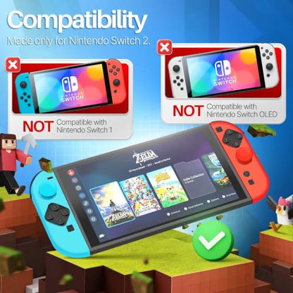 TNP JoyCon 2 Case Cover for Nintendo Switch 2 2025 - Soft Anti-Slip Silicone Protective Skin with Thumb Grip Caps Compatible with Nintendo Switch 2 Joy-Con 2 Controllers, 2 Pack (Red+Light Blue) - color: Red+Light Blue