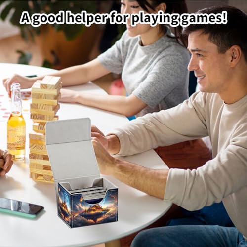 Stylish MTG Deck Box for 110+ Cards, Magnetic Commander Deck Case with Bonus Game Card Pouch, Durable Storage for TCG and Sleeved Magic Cards, Fantasy Space - color: Fantasy Space