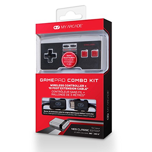My Arcade GamePad Combo Kit - NES Wireless Controllers + 10 Foot Extension Cable for the NES Classic Edition System - style: Gamepad Combo