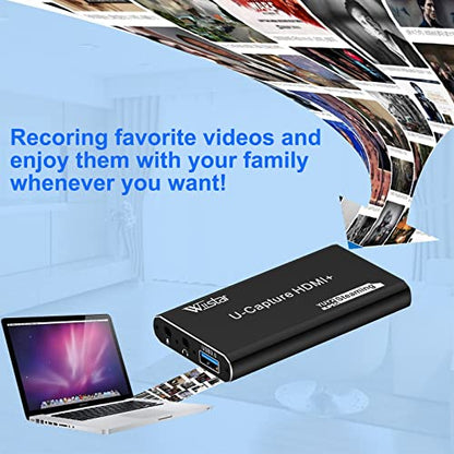 Wiistar USB Audio Video Capture Card 1080P60 HDMI to USB3.0 Video Capture | Support YUY2 with Microphone 4K30Hz HDMI Loopout for Game Recording Live Streaming PS4 Compatible with Windows Mac OS System