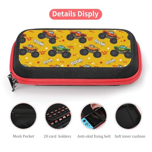 AoHanan Monster Truck Cartoon Switch Carrying Game Case with 20 Games Cartridges Hard Shell Travel Protection Case for Switch Console & Accessories - color: Monster Truck Cartoon
