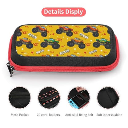 AoHanan Monster Truck Cartoon Switch Carrying Game Case with 20 Games Cartridges Hard Shell Travel Protection Case for Switch Console & Accessories - color: Monster Truck Cartoon