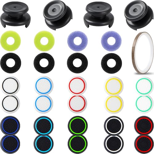 Controller Accessories for PS5 Thumb Grips Joystick caps w/high thumbstick Extender, Joystick Replacement Covers, Analog Stick Precision Rings, aim Boost kit Stuff attachments for PS4 Black White - color: Black & White(33 Pcs)