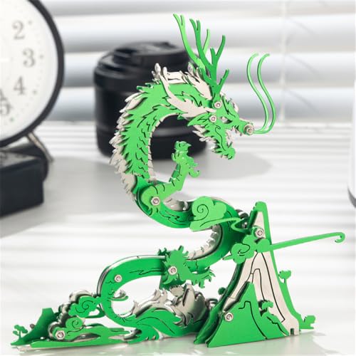Chinese Dragon 3D Metal Jigsaw Puzzle, Green, 92 Pieces | DIY Games, Handmade Model Kits, Building Blocks Assembly, Gift for Adult - color: Chinese Dragon Green