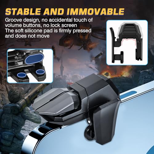 EasEasy PUBG Game Trigger, Mobile Phone Controller Compatible for PUBG/Rules of Survival/Knives Out, 6 Fingers Trigger with Sensitive Aim and Shoot Smartphone Joystick for iPhone & Android-Black - color: Black 1