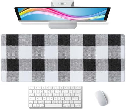 Black Buffalo Plaids Desk Mat Black XL Mouse Pad Large Full Desk Mousepad Gaming Extended Keyboard Mouse Mat Desk Pad for Computer Laptop 31.5''X11.8'' Non-Slip Rubber Base with Stitched Edges - color: Black Buffalo Plaids