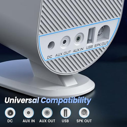 LITTOAK Bluetooth PC Gaming Speakers, 2 * 15W 2.0CH Stereo with 3 EQ & 6 RGB Modes, AC Powered Desktop Speakers with Aux/USB/Headphone Port for Laptop/TV, White