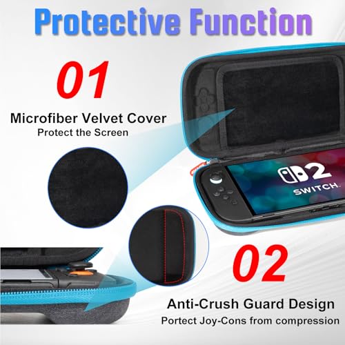 Slim Carrying Case for Nintendo Switch 2 2025, Protective Travel Case with Soft Lining, 12 Game Card Slots, Portable Carry Bag for Switch 2 Console Protection - color: Black Sliver