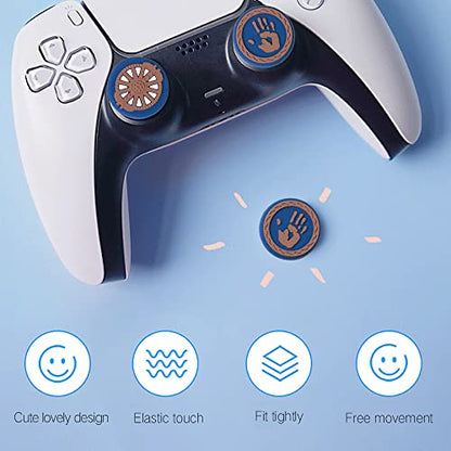 PERFECTSIGHT Cute Thumb Grip Caps for PlayStation 4/5, PS5, PS4, Xbox Series X/S, Xbox One, Switch PRO Controller, 4PCS Kawaii Soft Skin Rubber 3D Analog Thumbsticks Grips Joystick Cover, Blue - color: Blue