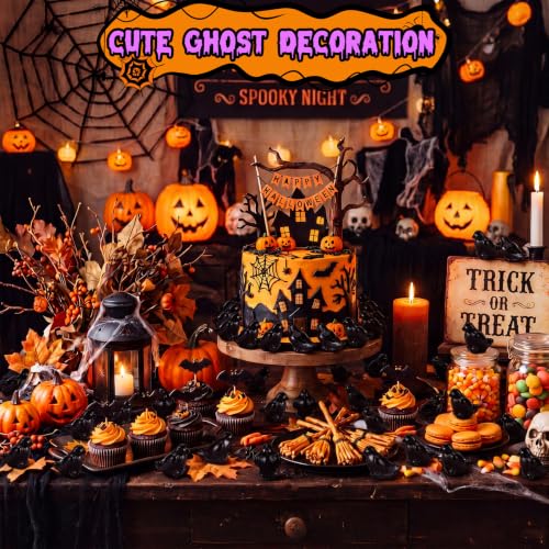 Weysat 150 Pcs Mini Halloween Crow Figurines Miniature Resin Spooky Realistic Black Raven Tiny Halloween Miniatures for Spooky Tiered Tray Decor Vase Filler Home Shelf Centerpieces Party Favors - style: Crow
