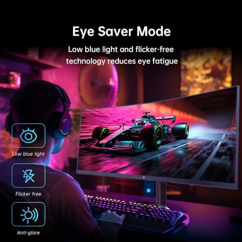 KTC 34 Inch 180Hz WQHD Ultrawide 3440X1440 Curved Gaming Monitor, H34S5 | 1500R Curvature, PIP/PBP, 4000:1 Contrast, FreeSync, HDR, VESA, Tilt Swivel Height Pivot Adjustment - color: Black, size: 34-inch